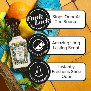 Sole-Pourri shoe and foot odor spray bottle with black trigger sprayer, Citrus Mint.