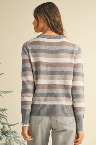 Robin Striped Sweater: Gray Stripe / S