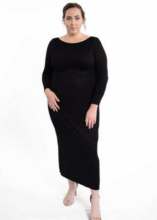 Long Sleeve Maxi Dress: Black