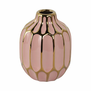Sagebrook Home - Decorative Vase - Blush/Gold Ceramic Bud Abstract Modern,8in