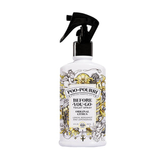 Citrus toilet spray in white trigger bottle with black sprayer head