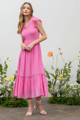 SCOOP RUFFLE MAXI DRESS: PINK