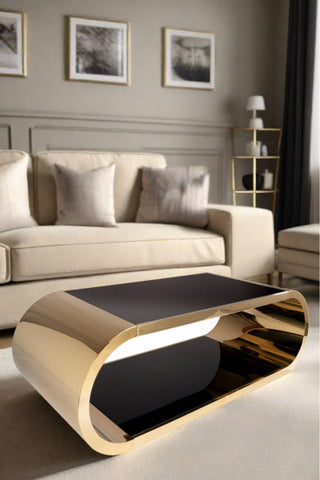 Statements by J - Pia Gold 2-tier Stainless and Glass Modern Coffee Table