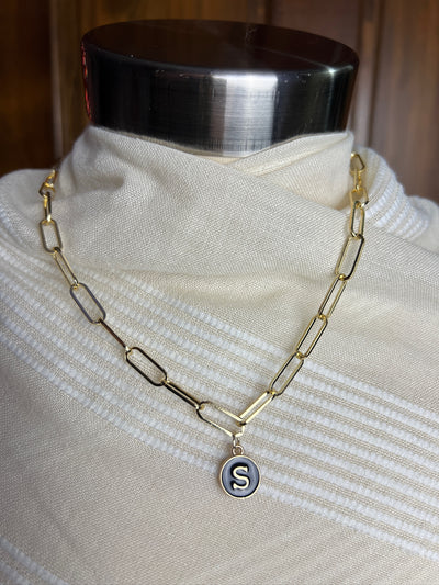 Paper Clip Initial Necklace