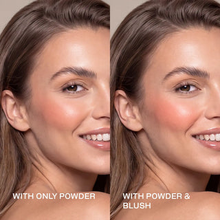 Blush finish on face showing cheek glow on two side-by-side models