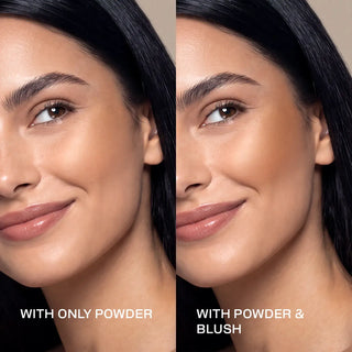 Air Bronzer Duo on skin: face shows bronzer for contour and warmth