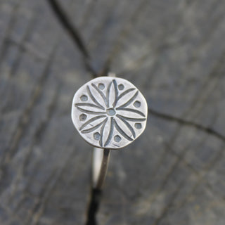 Silver Bloodroot Ring, Size 9