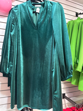 Velvet Ballon Sleeve Dress