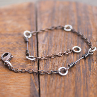 Copper Bone Link Bracelet, 7"