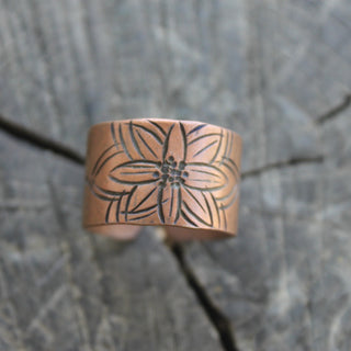 Copper Daffodil Ring, Size 9