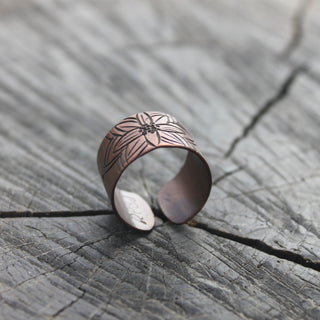 Copper Daffodil Ring, Size 9