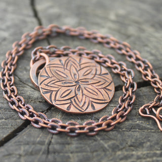 Copper Opening Flower Necklace