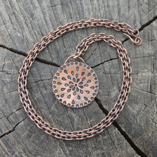 Copper Raindrop Flower Necklace