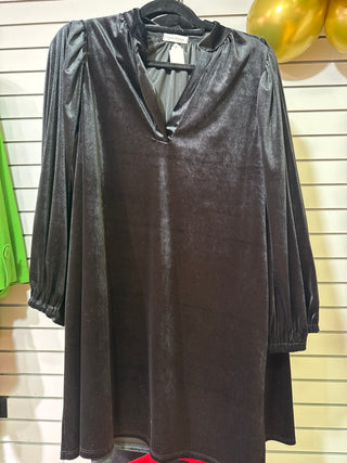 Velvet Ballon Sleeve Dress