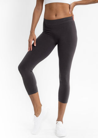 Charcoal cropped leggings with high-rise waistband