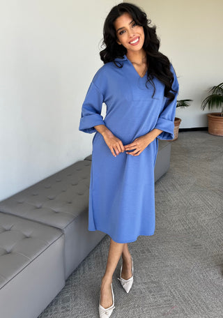 V Neck Collared Signature Dress