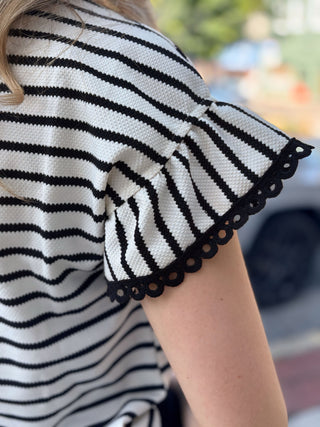 Patriotic Flutter Sleeve Blouse - America