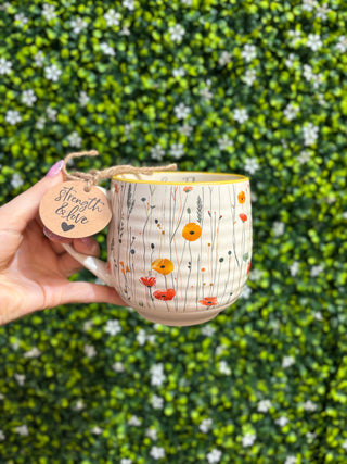 Enjoy Today Floral Strength And Love - Coffee Mug