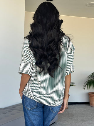 Textured Stripe Green Top