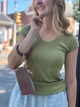 RIBBED SCOOP NECK MODAL GREEN TOP