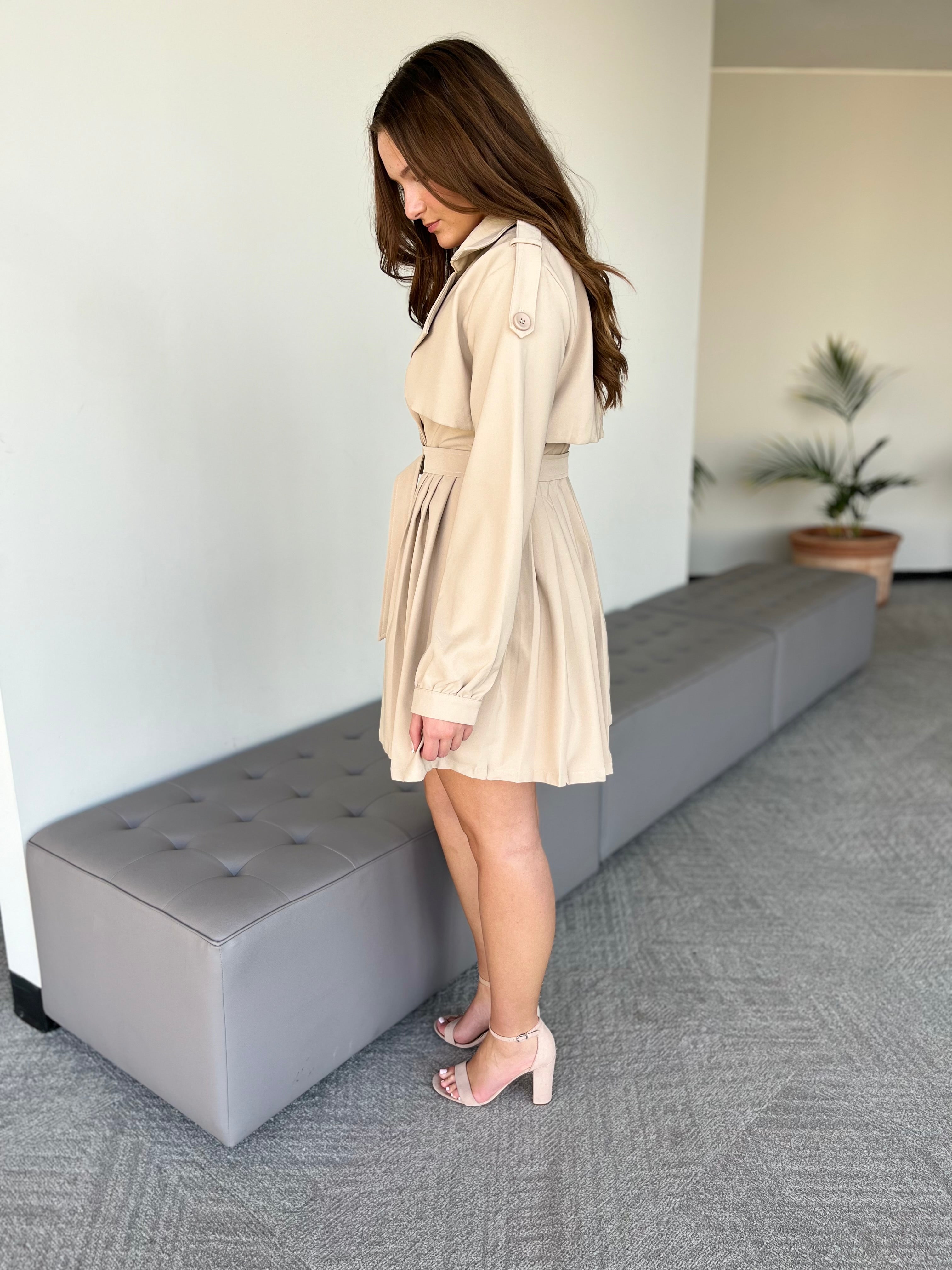 pleated trench dress Pleated Trench Dress by Carole Christian M / Cream