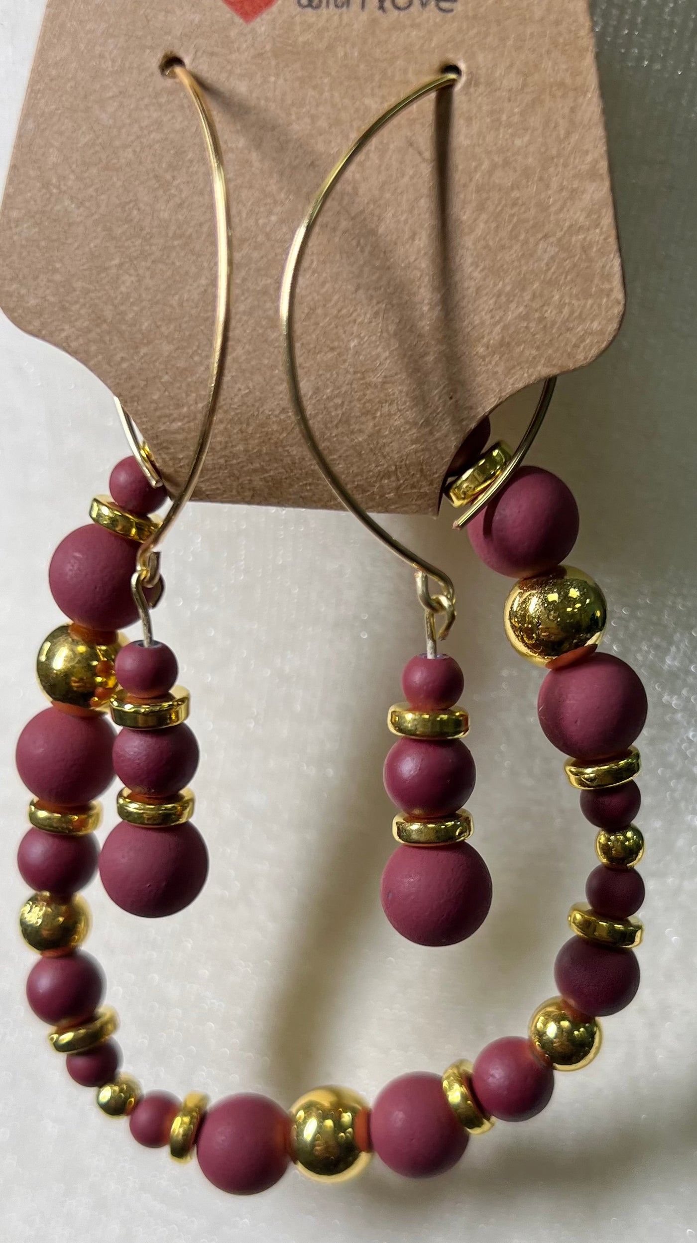 Gold and Burgundy Earring/Bracelet Set