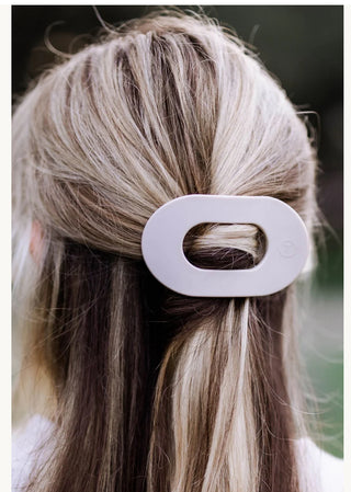 Silver Flames Medium Flat Round Hair Clip