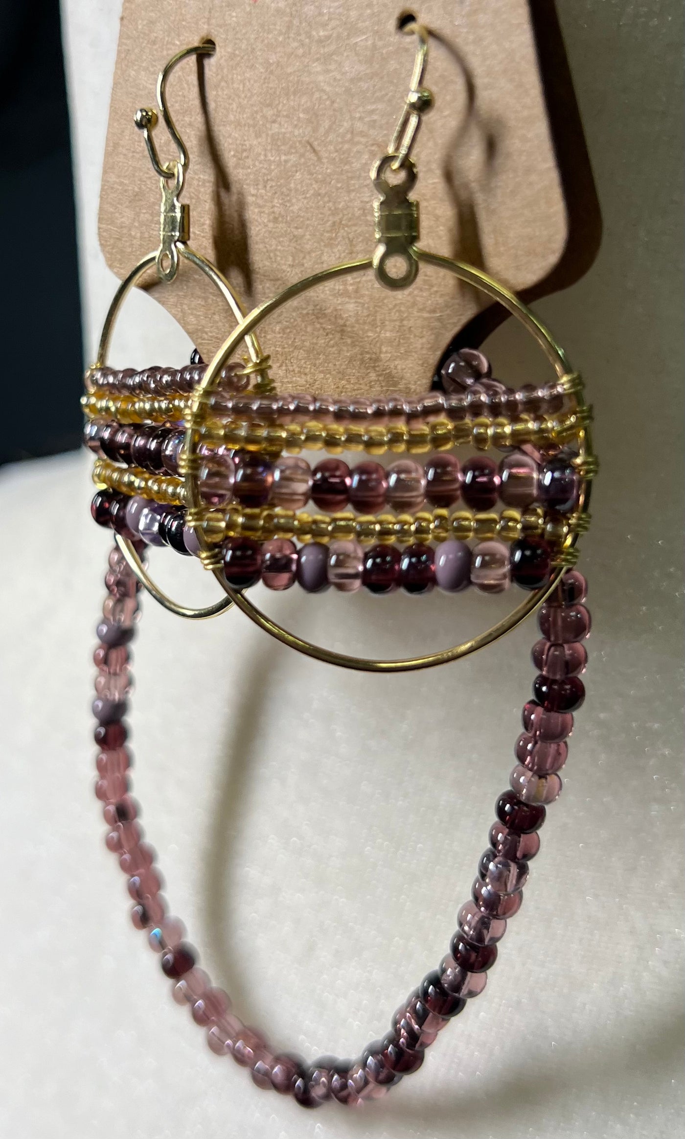 Purple/Gold Boho Earrings and Bracelet Set