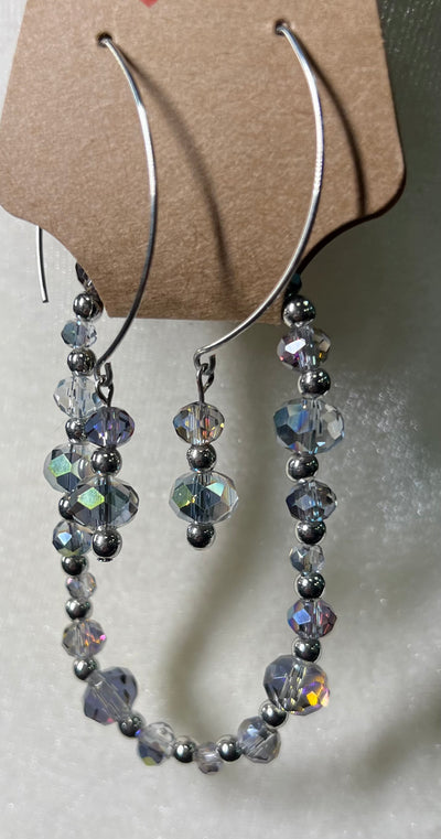 Iridescent Glass Bead Earring and Bracelet Set
