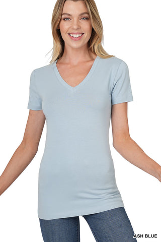 Basic Cotton V-Neck Short Sleeve