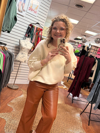 JB brown faux leather cropped.