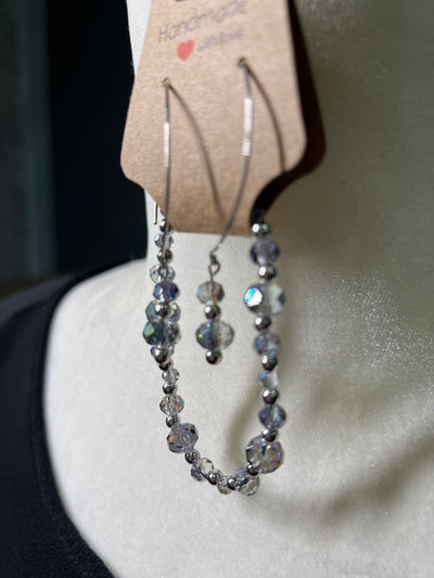 Iridescent Glass Bead Earring and Bracelet Set