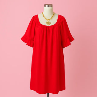 Peach Skin Mini Dress - Red