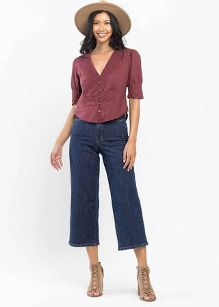 High Waisted Tummy Control Tailored Crop Wide Leg