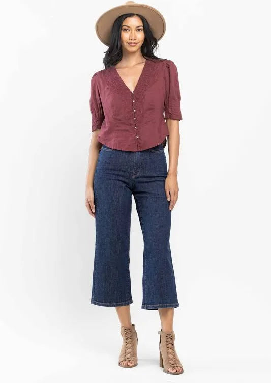 High Waisted Tummy Control Tailored Crop Wide Leg