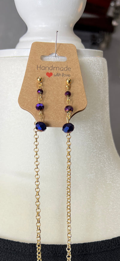 Royal Blue/Purple Tone Earring and Necklace Set