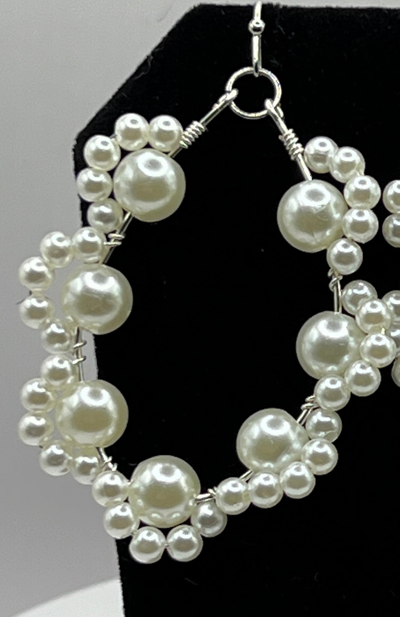 Large Pearl Earrings - Silver Wire