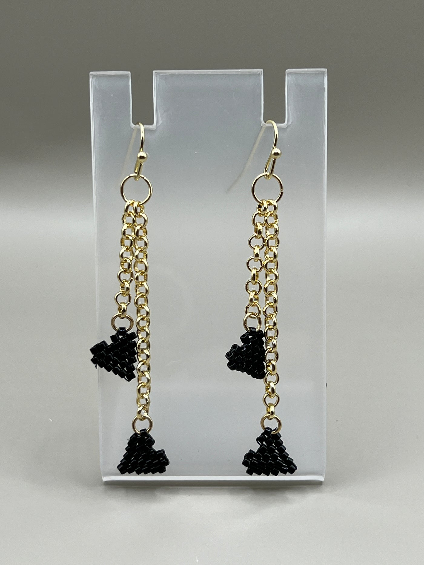 Valentine Earrings - Double Heart Black