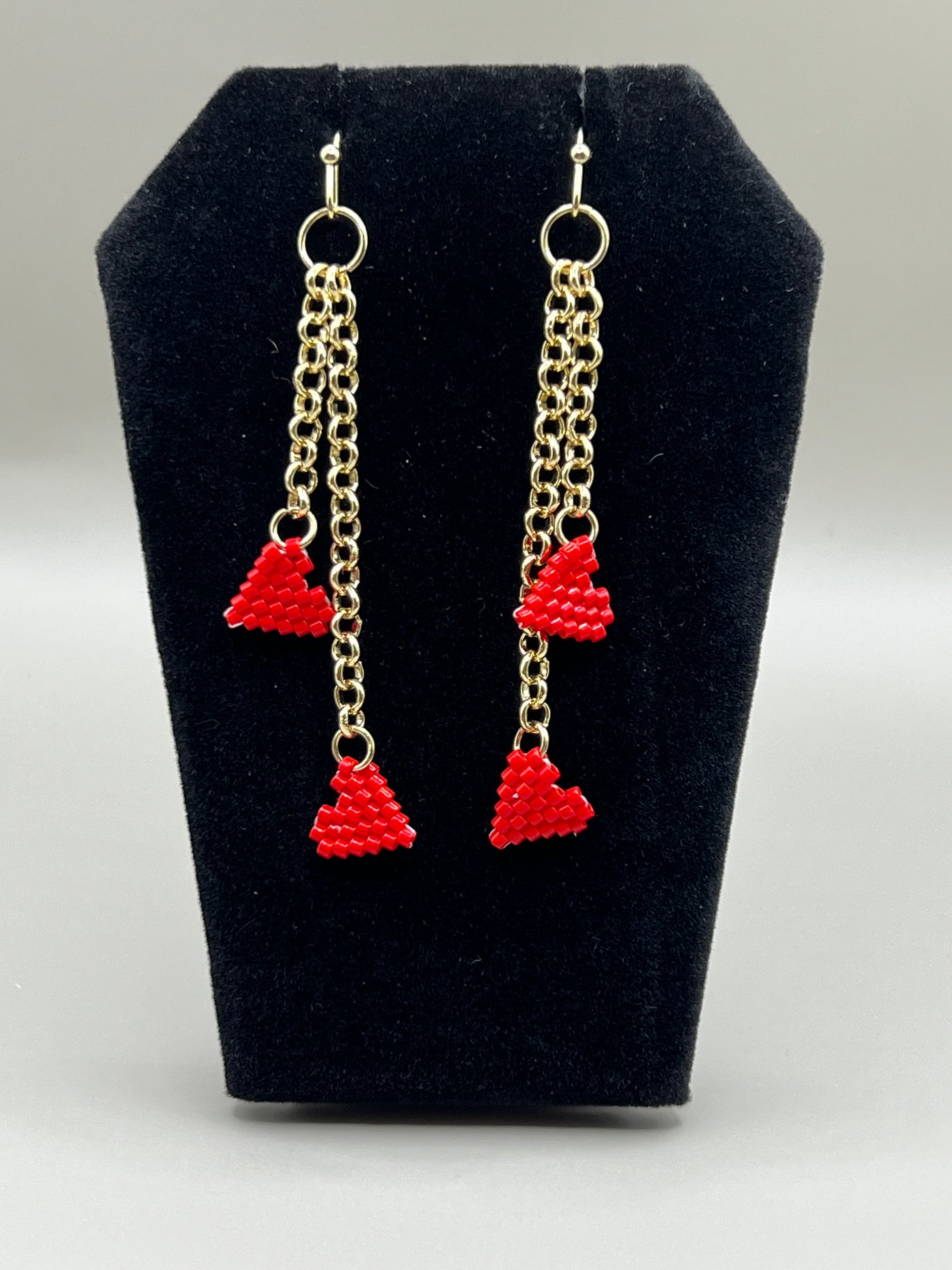 Valentine Earrings - Double Heart Red