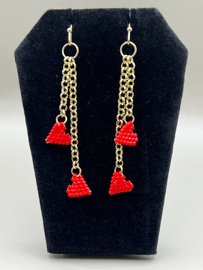Valentine Earrings - Double Heart Red