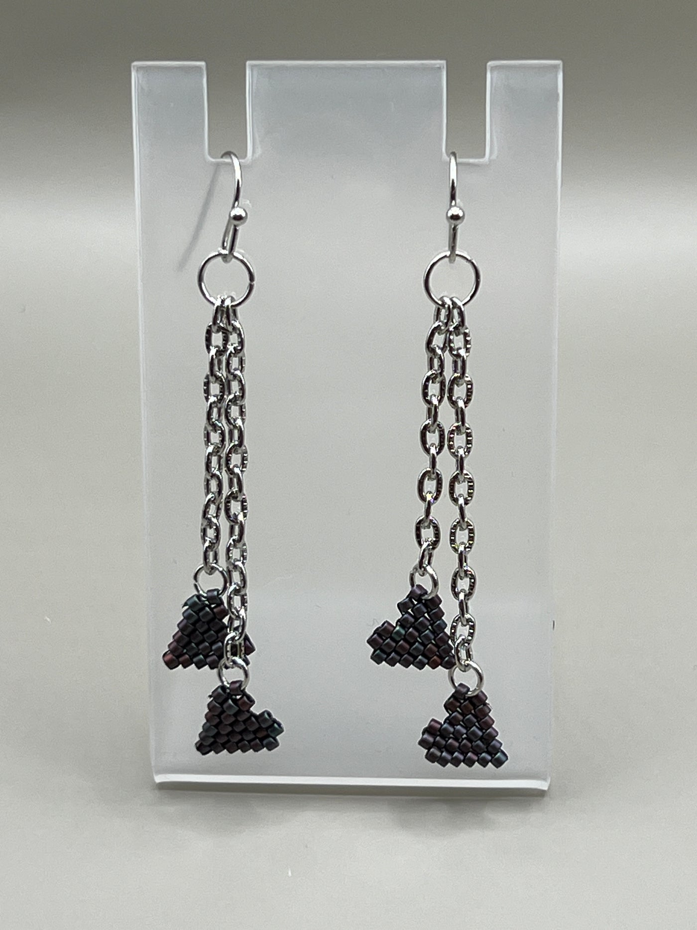 Valentine Earrings - Double Heart Metallic Shimmer