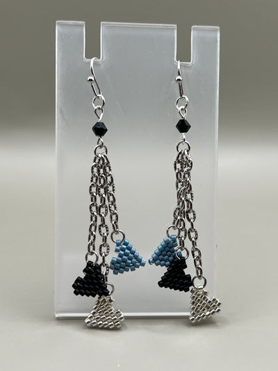 Valentine Earrings - Blue/Black/Silver