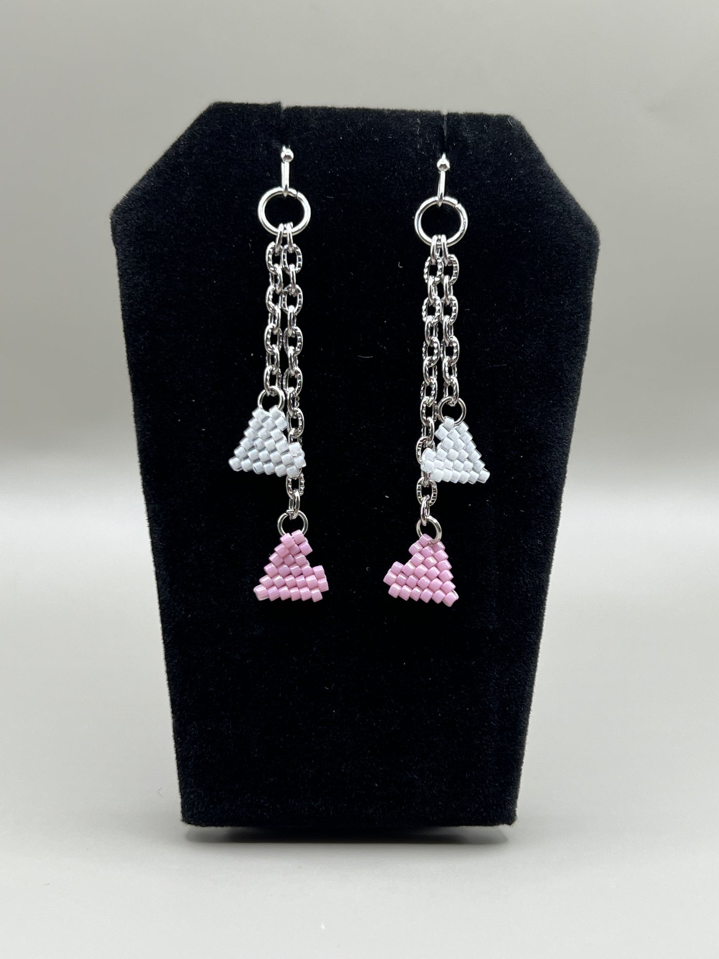 Valentine Earrings - Soft Pink and White