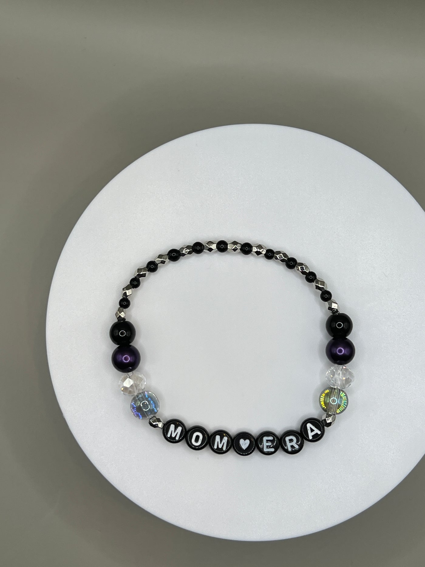 Mom Era Stretch Bracelet - Purple/Silver/Iridescent/Black Chunky Beads