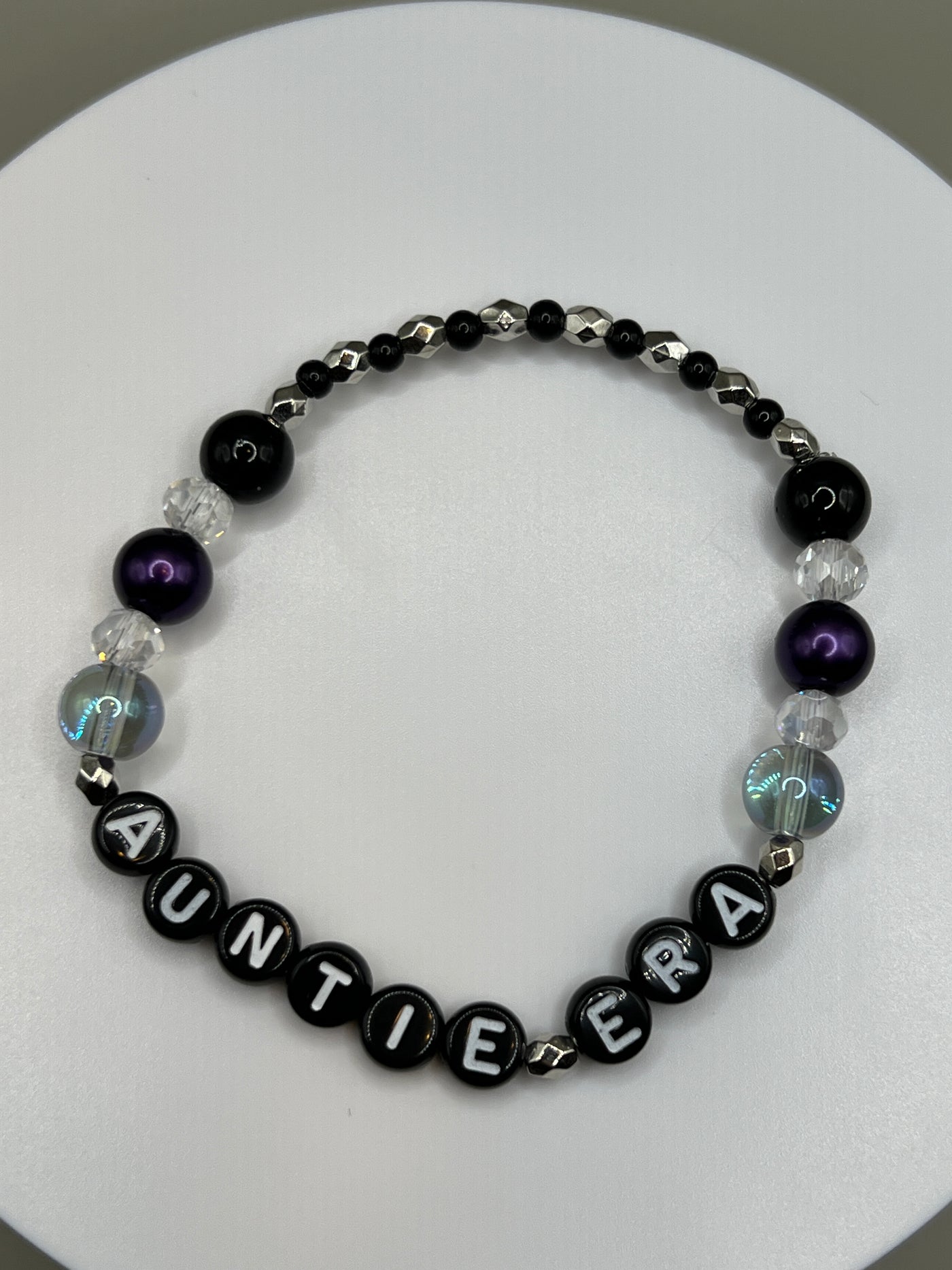 Auntie Era - Purple/Black/Iridescent/Silver Stretch Bracelet