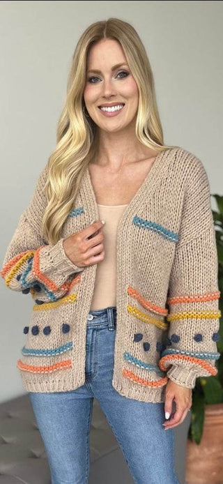 KNIT CARDIGAN OATMEAL - Just Believe Boutique