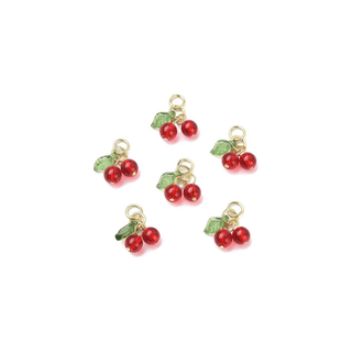 Front of six Gold Dangling Cherries Charm