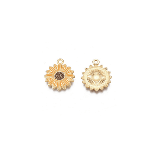 Front and back of Gold Classic Sunflower Charm