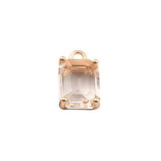 Front of the Gold Glass Emerald Cut Charm