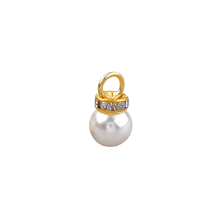 Front of Gold Pearl and Rhinestone Collared Charm